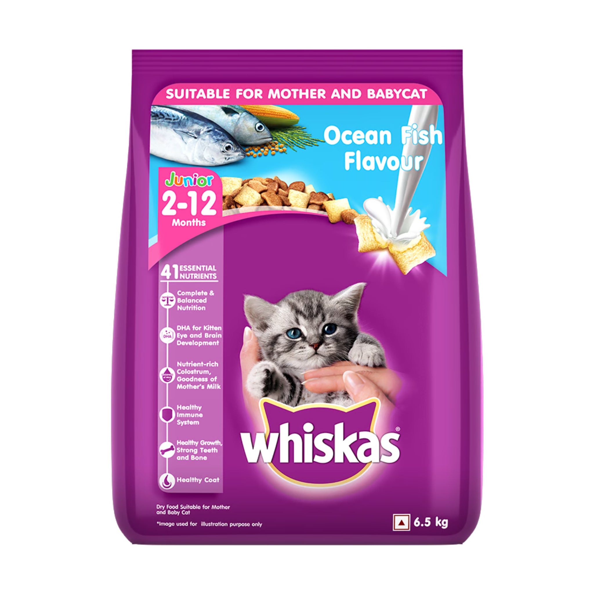 Whiskas Dry Cat Food for Mother and Baby Cat Ocean Fish Flavor