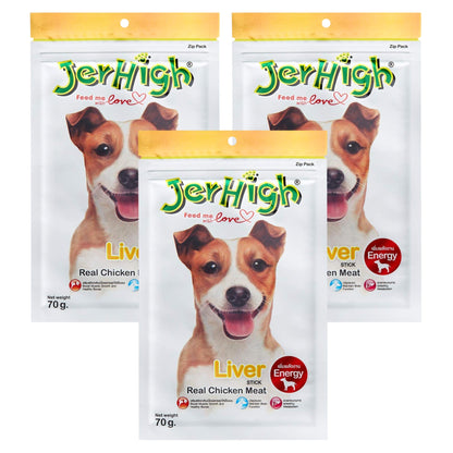 JerHigh Liver Stick Dog Treat with Real Chicken Meat - 70gm, Pack of 3