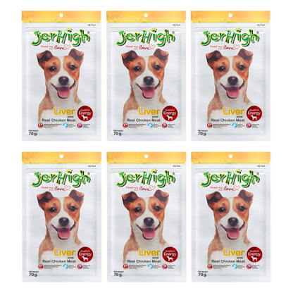 JerHigh Liver Stick Dog Treat with Real Chicken Meat - 70gm, Pack of 6