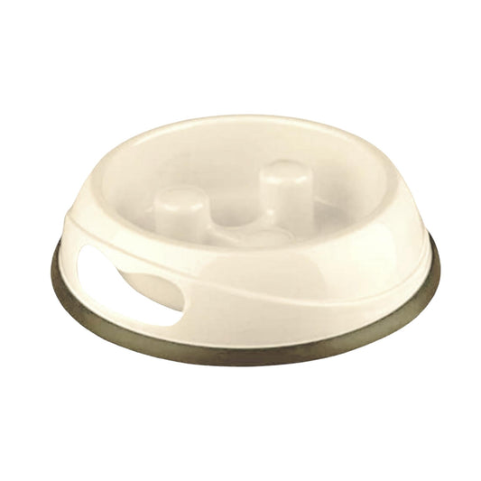 Pet Bowl Slow Feeder for Dogs & Cats - 900ml, White