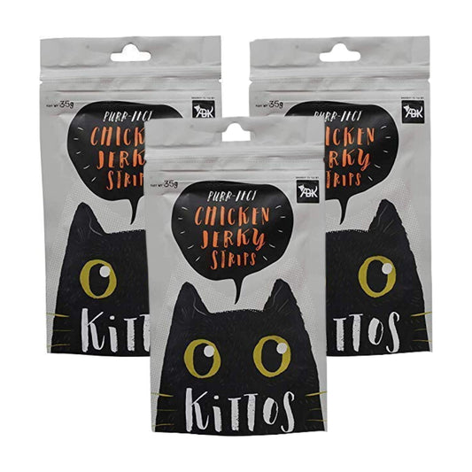 Kittos Chicken Jerky Strip Cat Treat - 35gm, Pack of 3