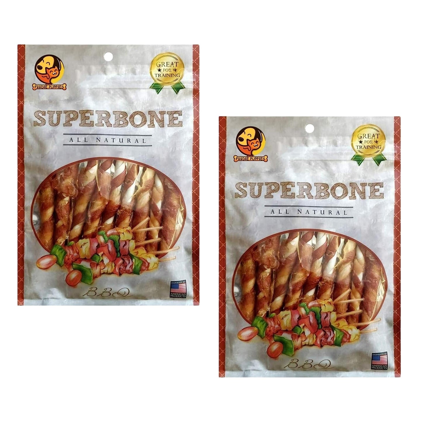 SuperBone All Natural BBQ Stick Dog Treat - Pack of 2