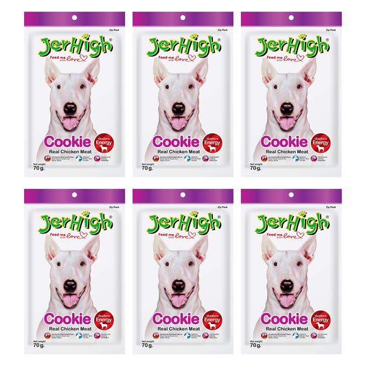 JerHigh Cookie Dog Treat with Real Chicken Meat - 70gm, Pack of 6