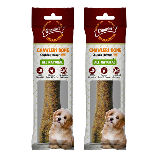 Gnawlers Chicken Bones Adult Dog Treats - 8inch (Large), Pack of 2