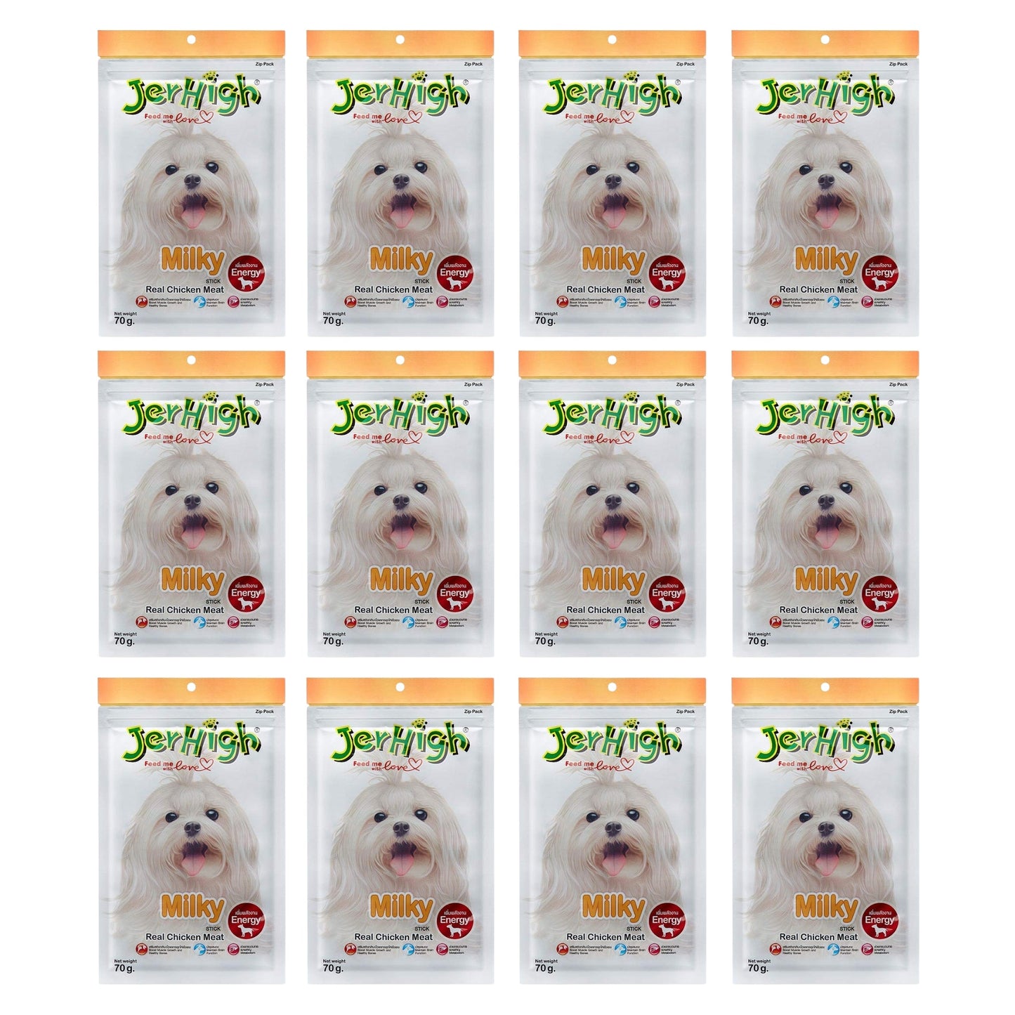 JerHigh Milky Stick Dog Treat with Real Chicken Meat - 70gm, Pack of 12