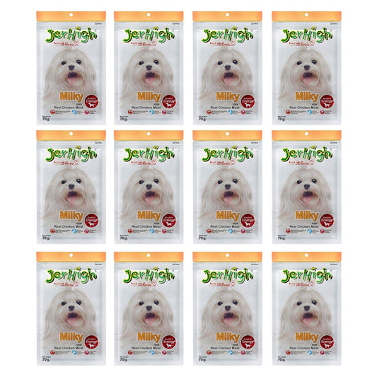 JerHigh Milky Stick Dog Treat with Real Chicken Meat - 70gm, Pack of 12