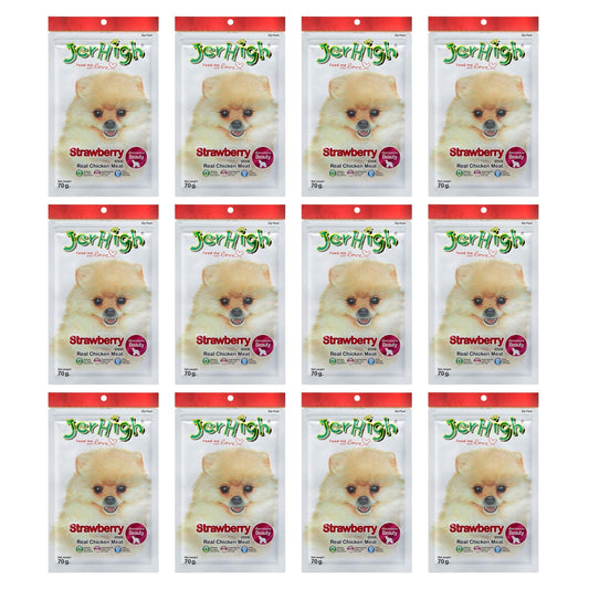 JerHigh Strawberry Stick Dog Treat with Real Chicken - 70gm, Pack of 12