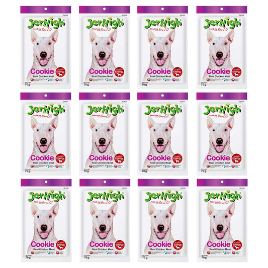 JerHigh Cookie Dog Treat with Real Chicken Meat - 70gm, Pack of 12