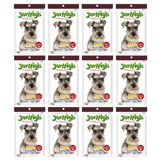 JerHigh Duck Stick Dog Treat with Real Chicken Meat - 70gm, Pack of 12