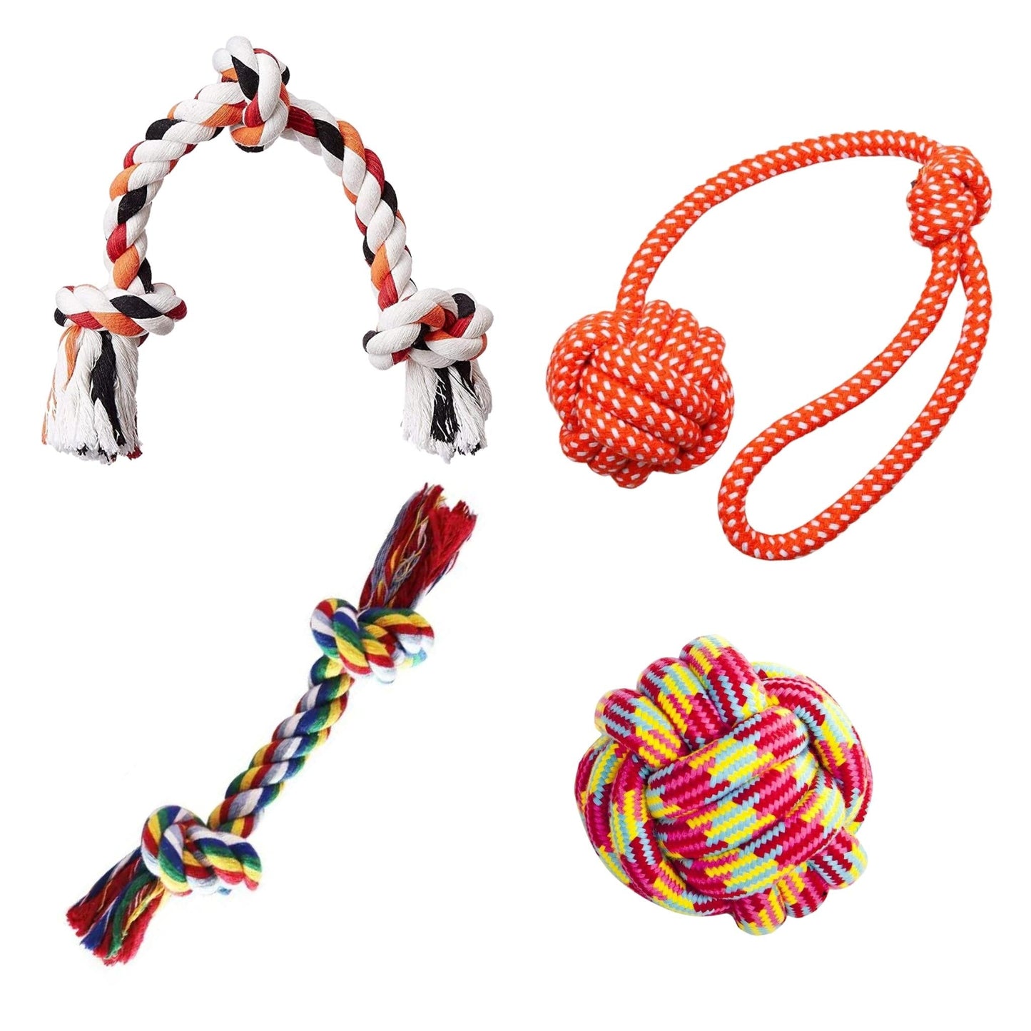 Durable Rope Chew Toy for Dogs & Puppies (Combo of 4)