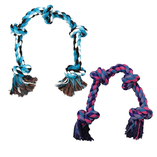 Durable 4 & 5 Knot Rope Chew Toy Combo for Dogs & Puppies