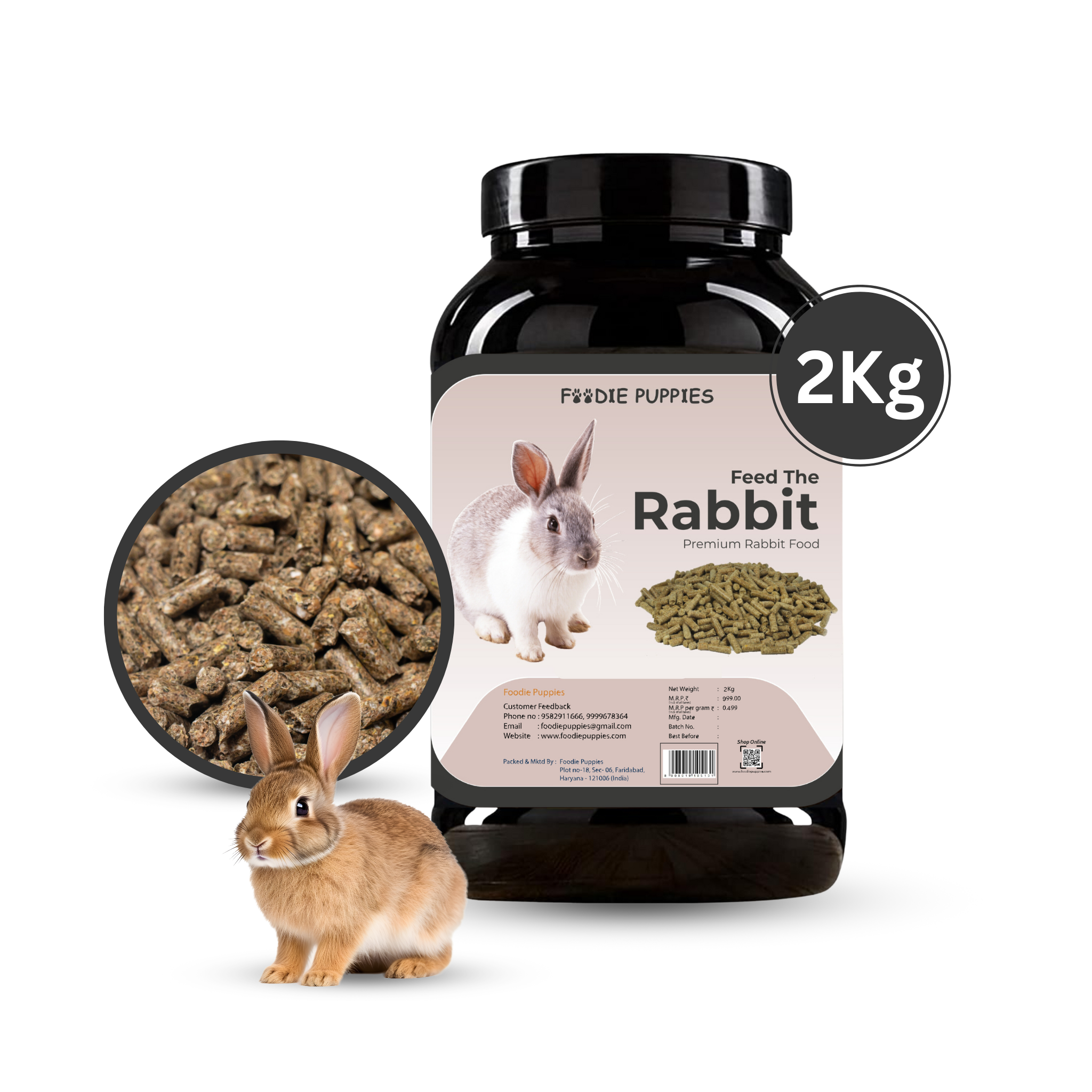 Foodie Puppies 2Kg Box Rabbit Food Pellets, Highly Nutritious Diet