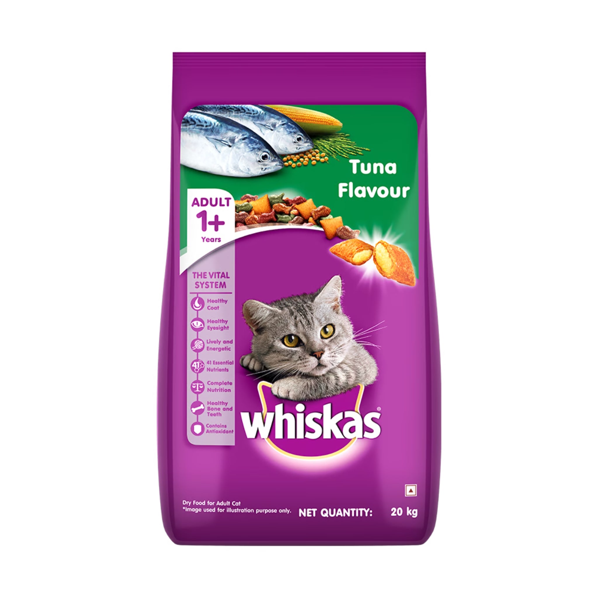 Whiskas Dry Food for Adult Cats 1 Years Tuna Flavor 20Kg