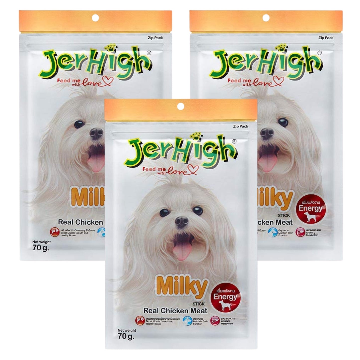 JerHigh Milky Stick Dog Treat with Real Chicken Meat - 70gm, Pack of 3