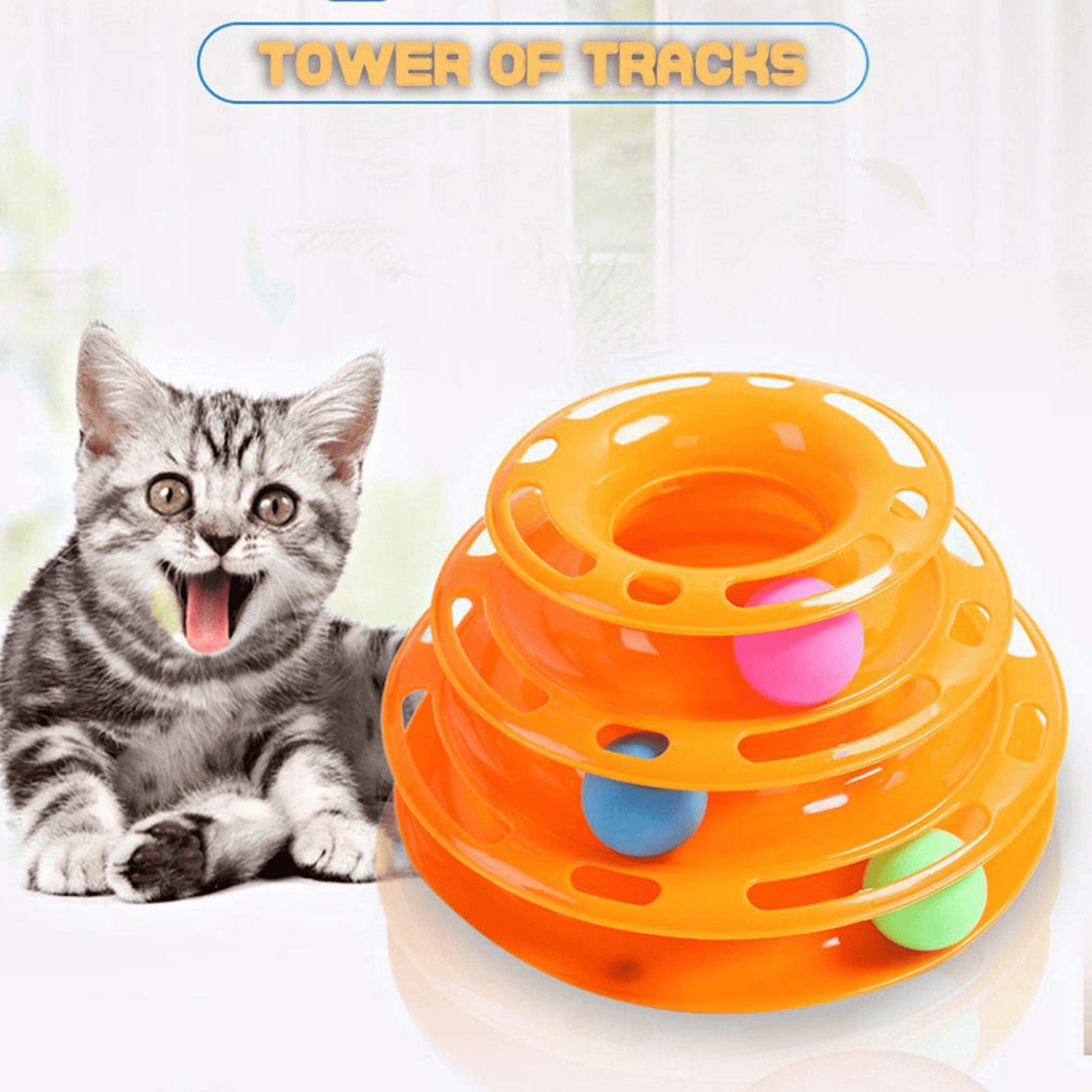 Interactive 3-Level Tower of Track for Cats & Kittens