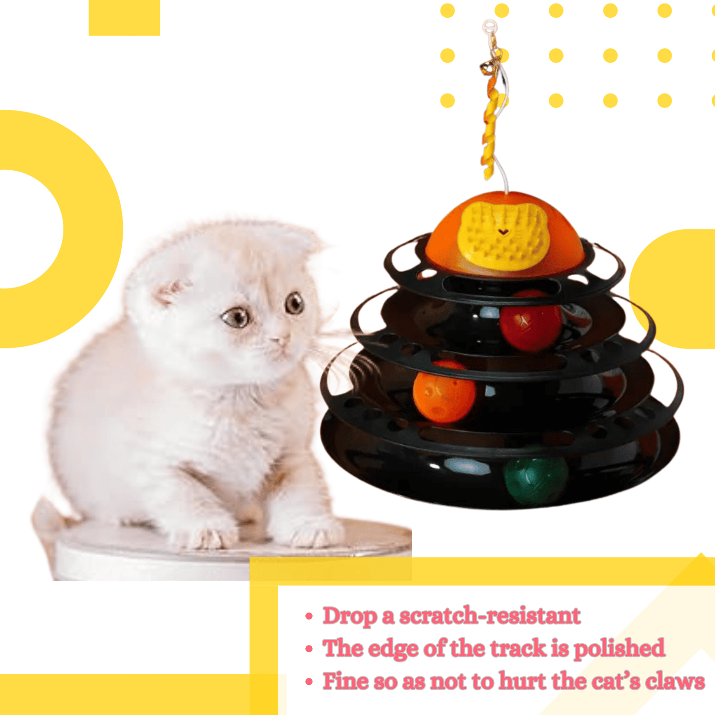 Interactive 4-Fun Tower of Track Toy for Cats & Kittens