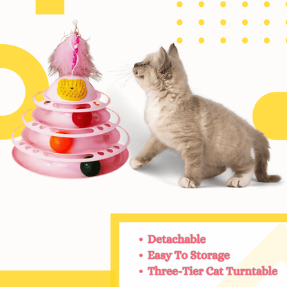 Interactive 4-Fun Tower of Track Toy for Cats & Kittens