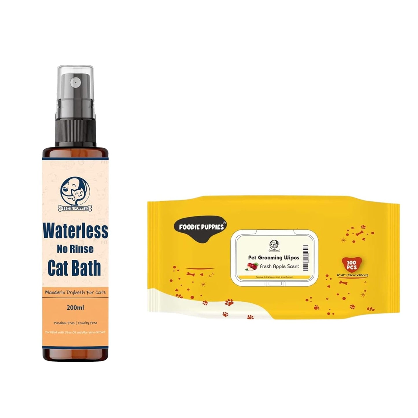 2in1 Cat Grooming Combo for Wipes & Dry Bath-200ml