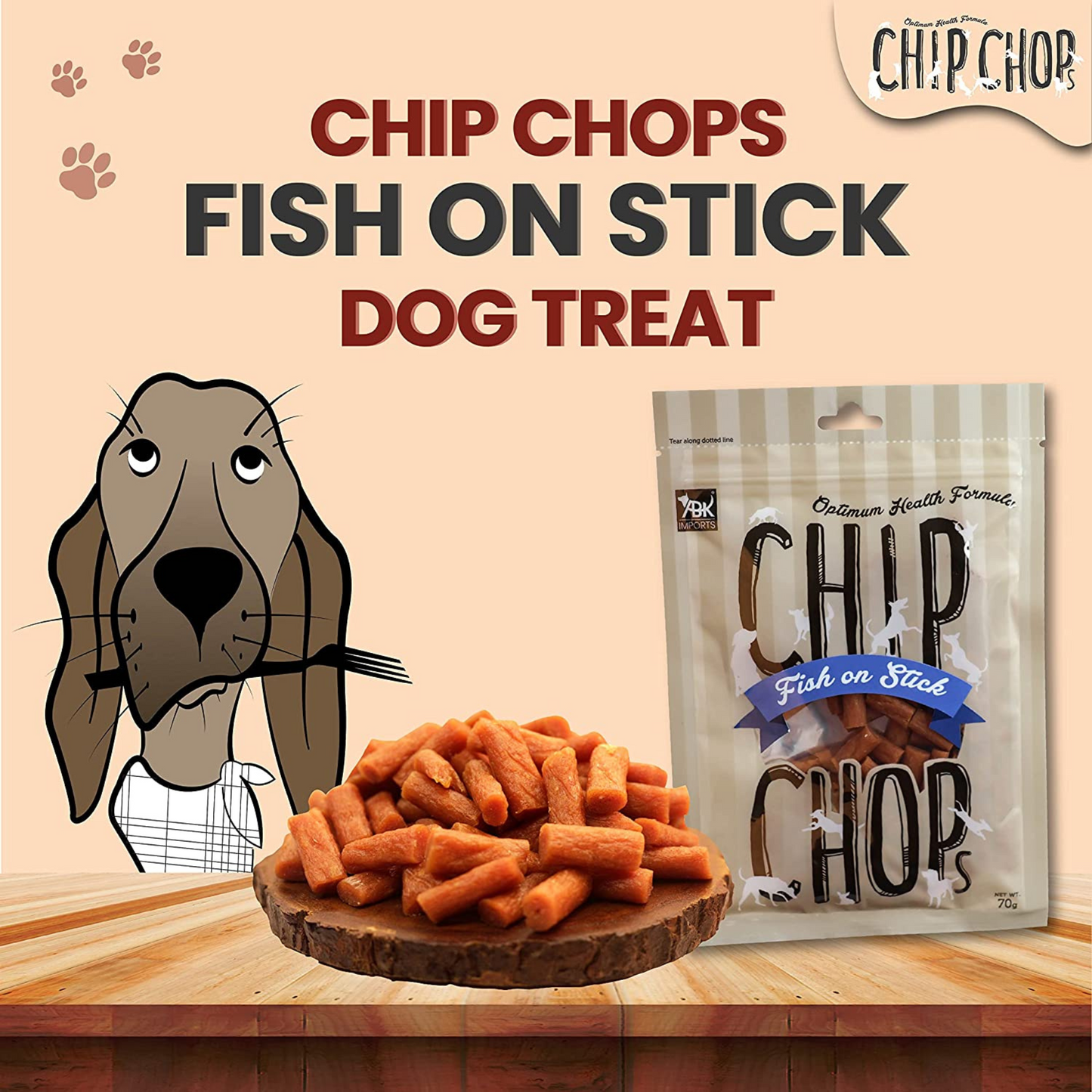 Chip Chops Dog Treats - Fish on Stick (70gm, Pack of 6)