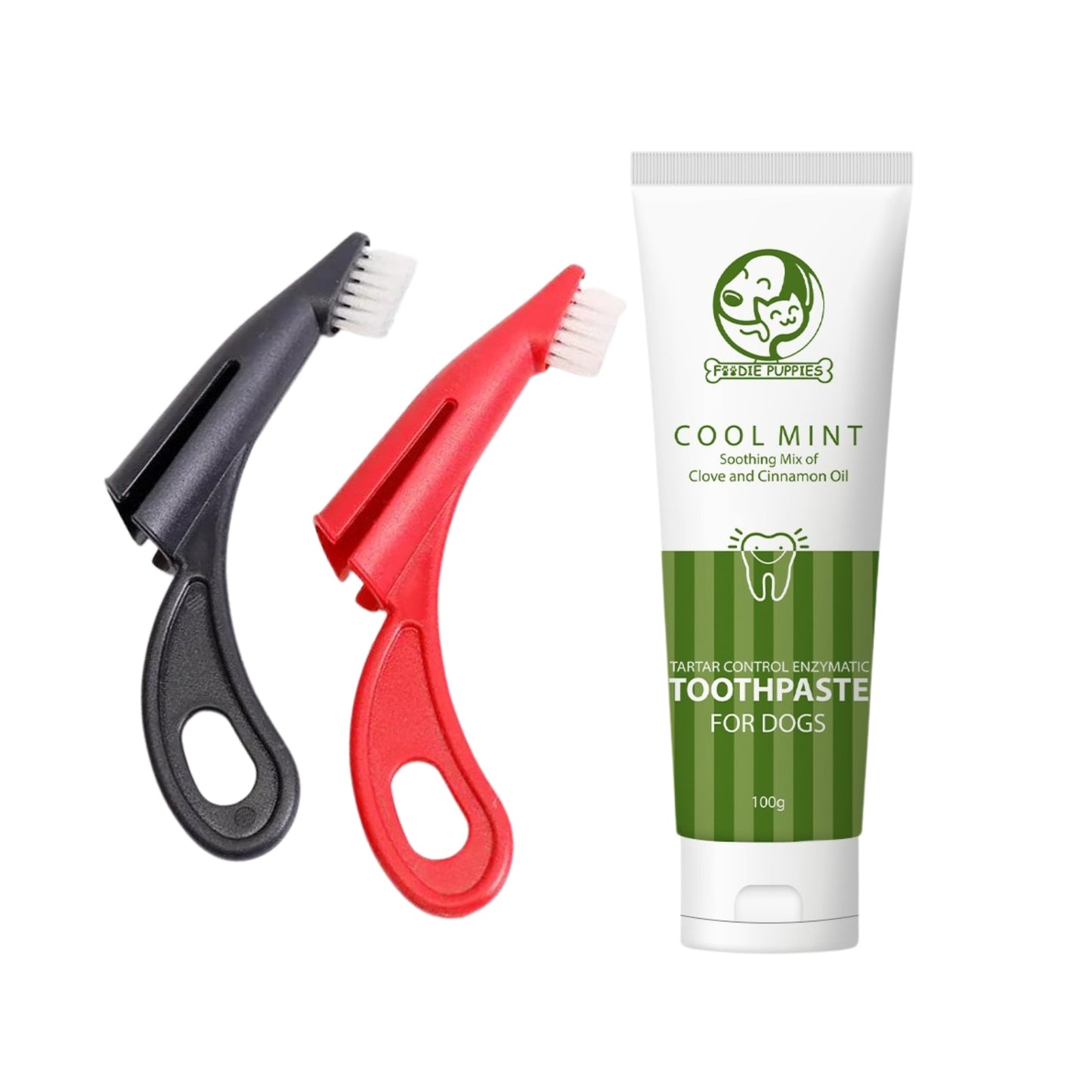 Pet 2 Finger Brush with Cool Mint Toothpaste - 100gm