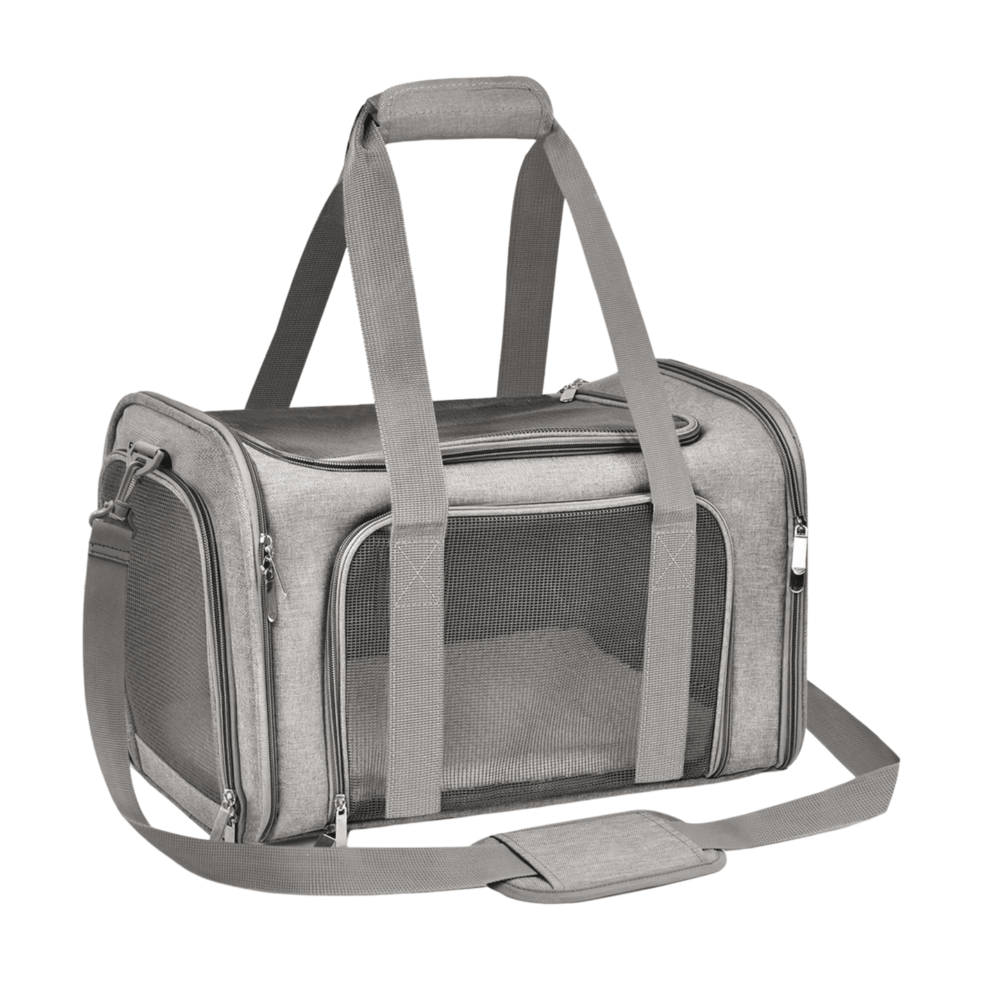 Mesh Airline Travel/Carrier Bag for Puppies & Cats (Grey)