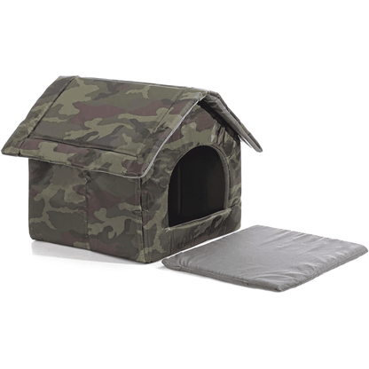 Foldable Hut (Small) Army Print Pet House for Cats and Dogs