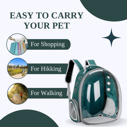 Transparent Travel Backpack for Puppies & Cats (Green)