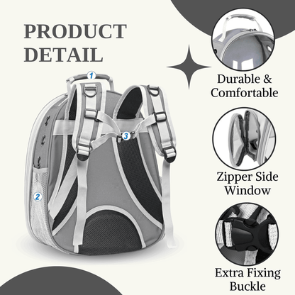 Transparent Travel Backpack for Puppies & Cats (Gray)