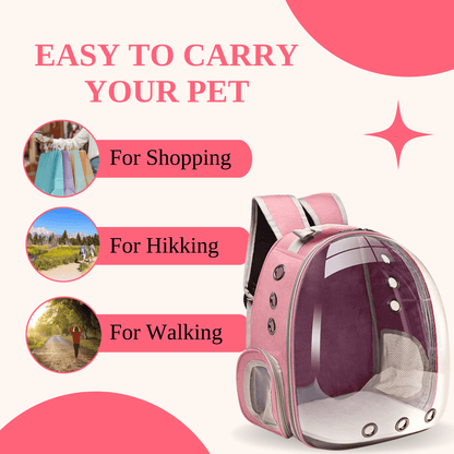 Transparent Travel Backpack for Puppies & Cats (Pink)