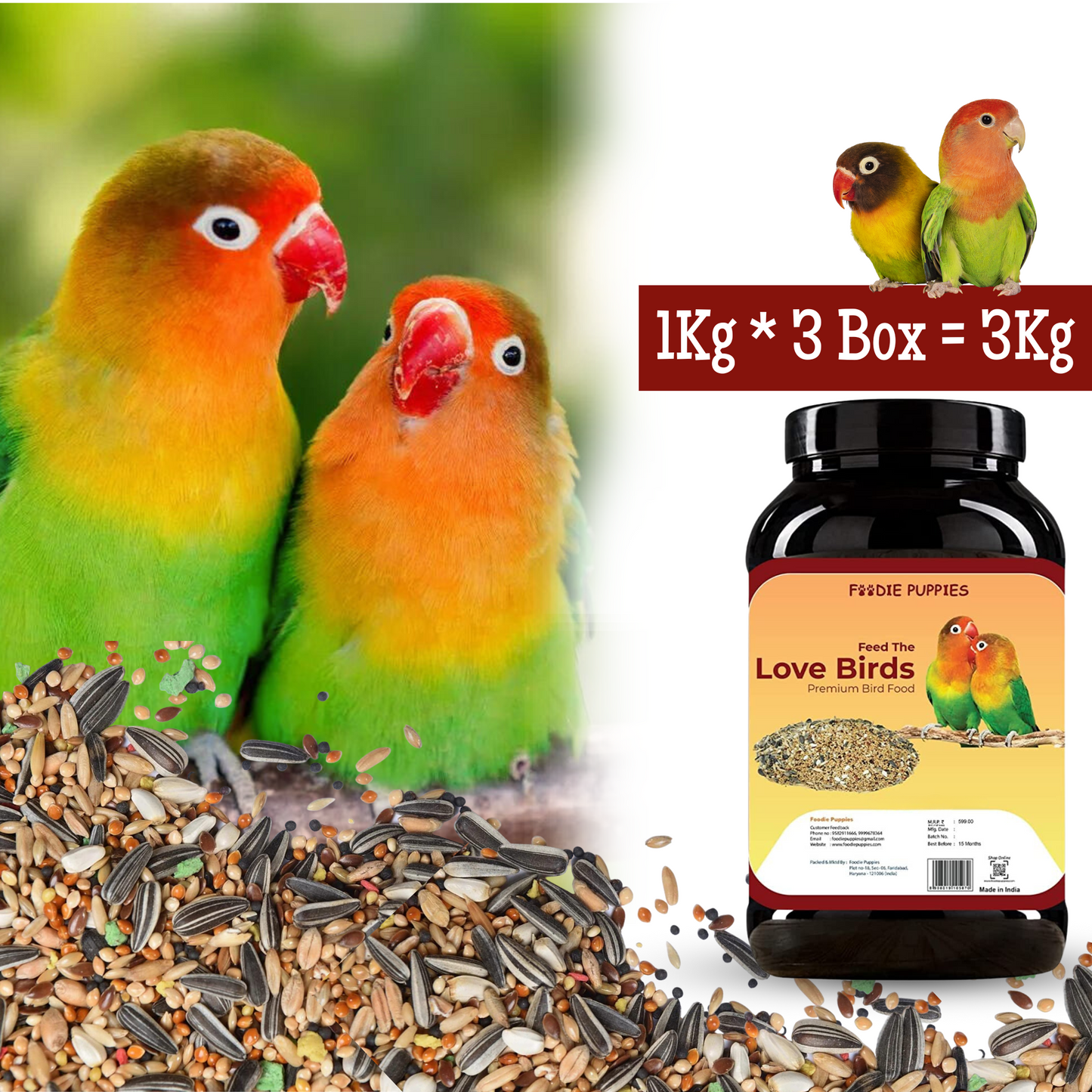 Lovebirds Mix Seeds - 3 Kg | Premium Seeds for Birds