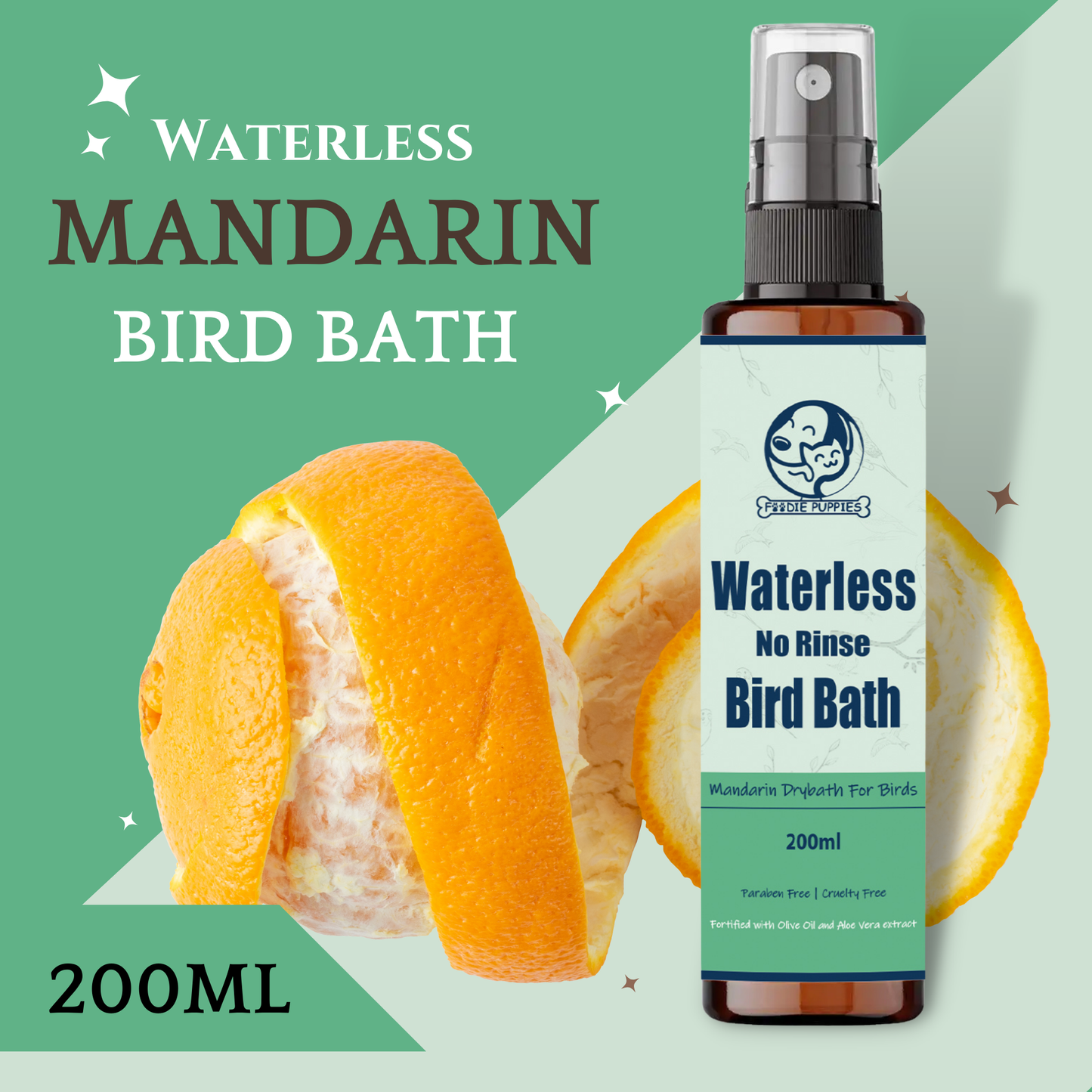 Mandarin Waterless Drybath Spray for Birds - 200ml