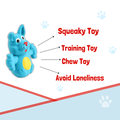 Latex Rubber Squeaky Dog Chew Toy - Blue Doggy