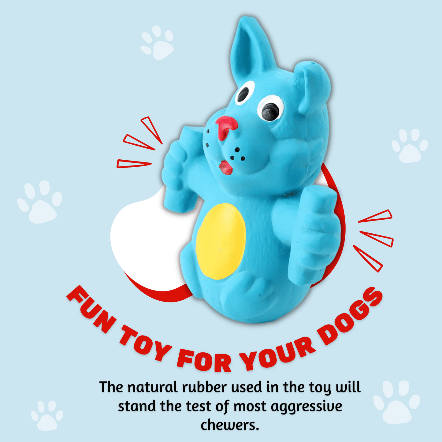 Latex Rubber Squeaky Dog Chew Toy - Blue Doggy