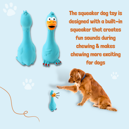 Latex Rubber Squeaky Dog Chew Toy - Blue Duck