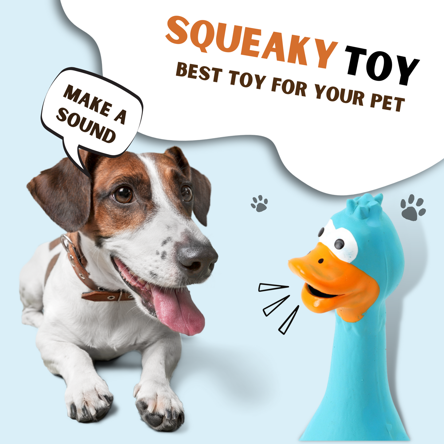 Latex Rubber Squeaky Dog Chew Toy - Blue Duck