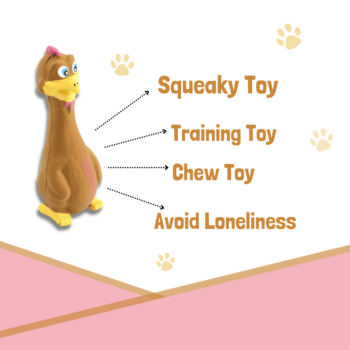 Latex Rubber Squeaky Dog Chew Toy - Brown Duck