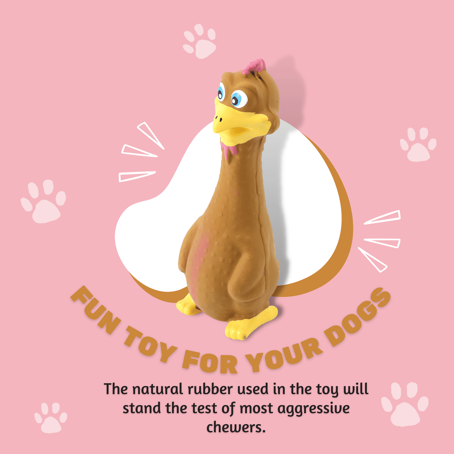 Latex Rubber Squeaky Dog Chew Toy - Brown Duck