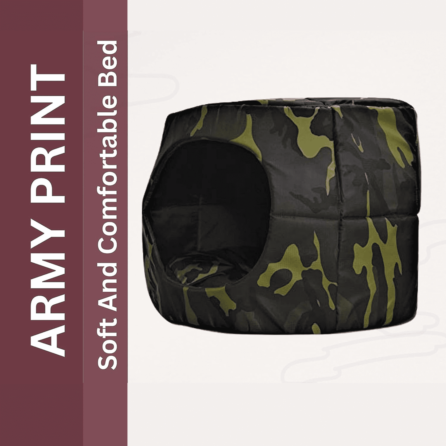 Foldable Army Print Den House for Puppies & Dogs (Large)