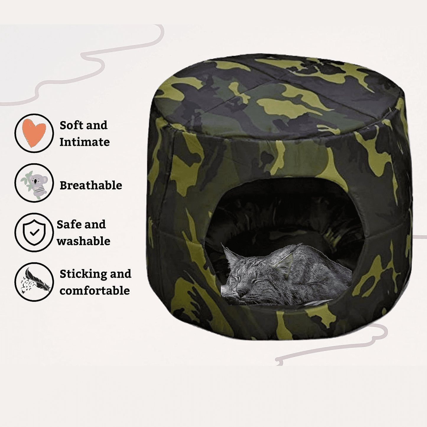 Foldable Army Print Den House for Puppies & Dogs (Large)