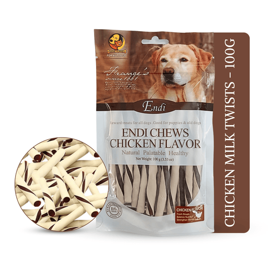 Milk and Chicken Flavor (100g, Pack of 1) Dual Color Chew Twists Stick for Dogs and Puppies