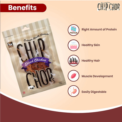 Chip Chops Dog Treats - Diced Chicken (70gm, Pack of 2)