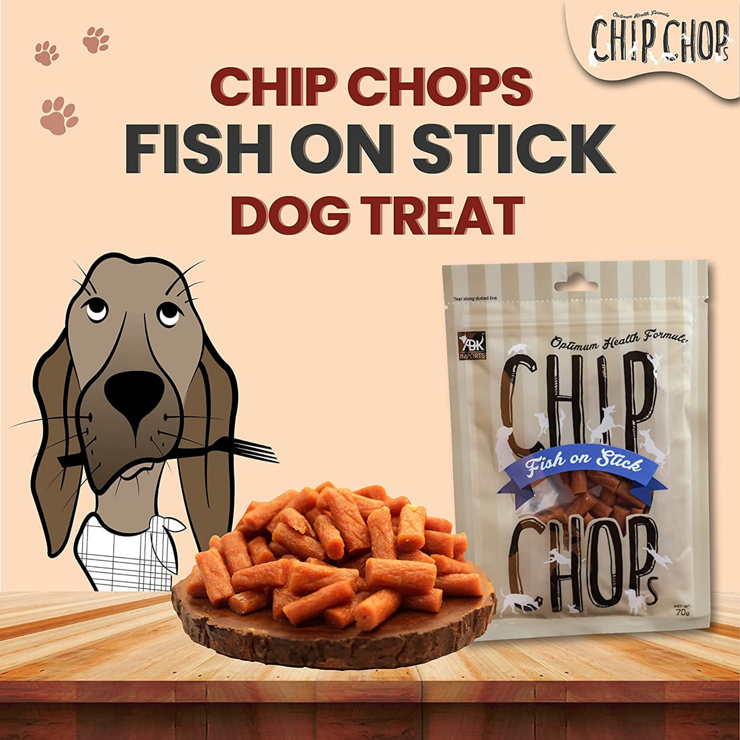 Chip Chops Dog Treats - Fish on Stick (70gm, Pack of 4)