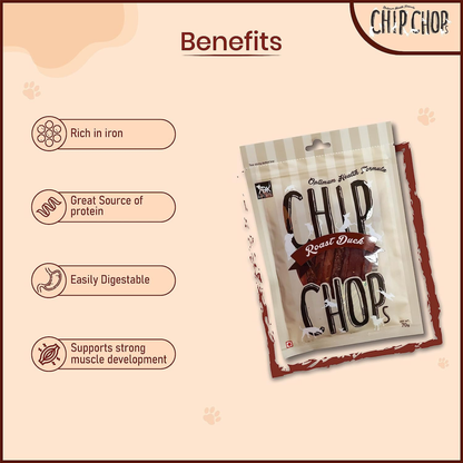 Chip Chops Dog Treats - Roast Duck Strips (70gm, Pack of 12)