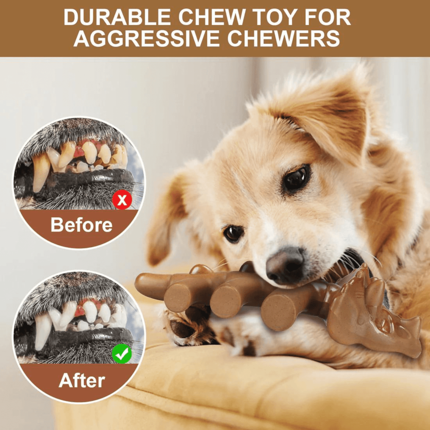 Dog Teething Chew Bones Toy - Dinosaur Bone Toy