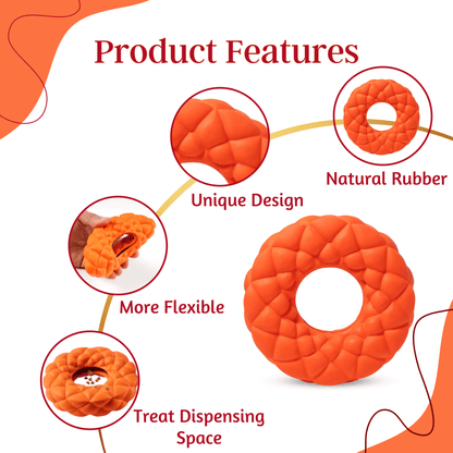 Dog Latex Treat Dispensing Rubber Chew Toy - Donut Toy