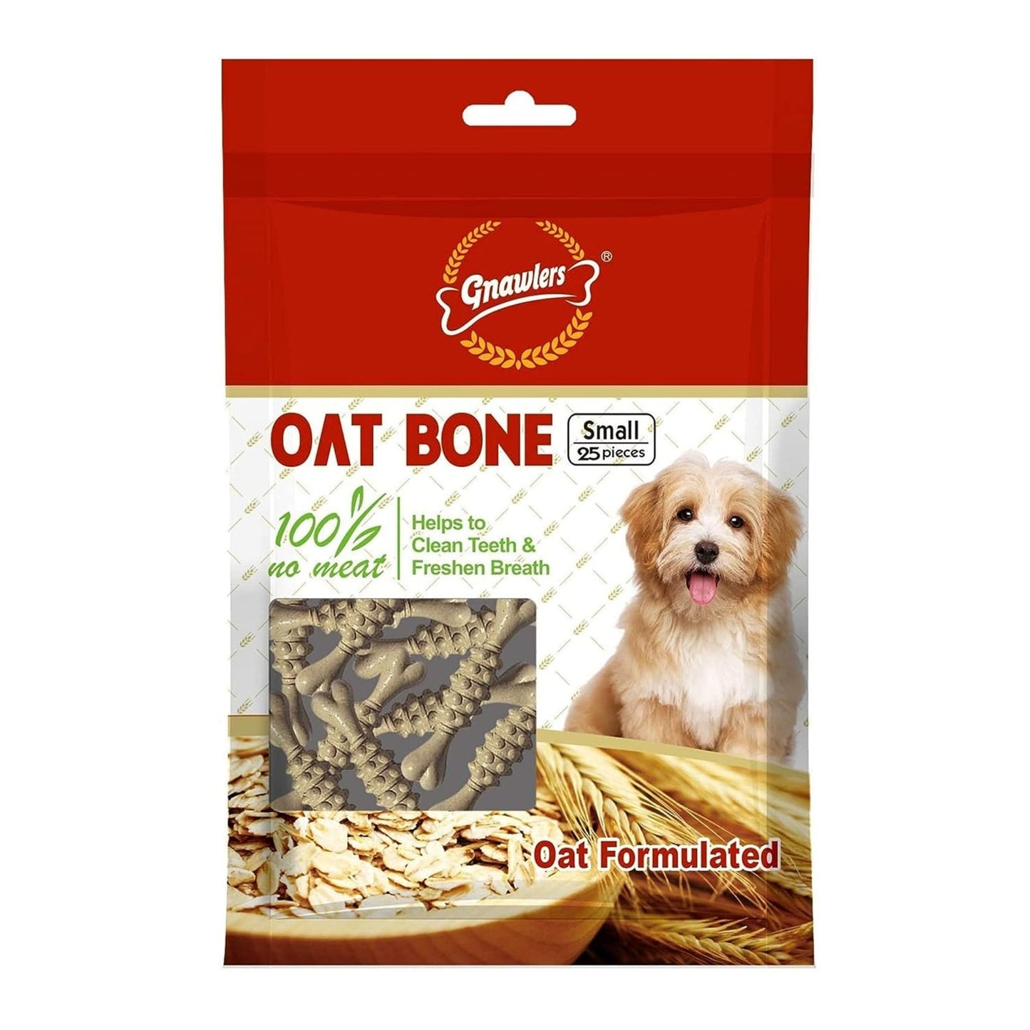 Gnawlers Oat Bone Dog Treat 25Pcs - 225gm (Small)