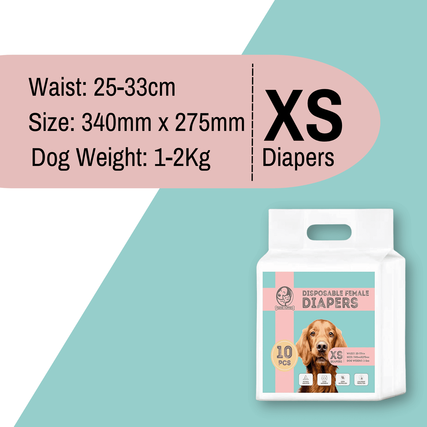 Disposable Dog Diapers for Female Dogs - Xtra-Small