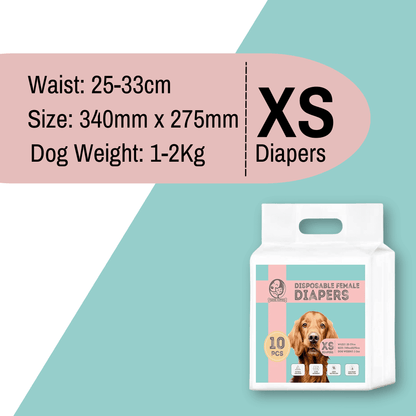 Disposable Dog Diapers for Female Dogs - Xtra-Small