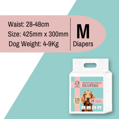 Disposable Dog Diapers for Female Dogs - Medium