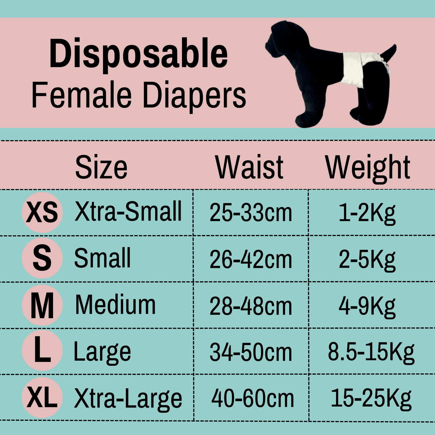 Disposable Dog Diapers for Female Dogs - Large